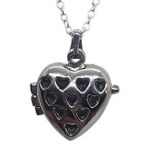Silver Plated Heart Locket Necklace Perfume Diffuser Photo Pendant Vintage Style